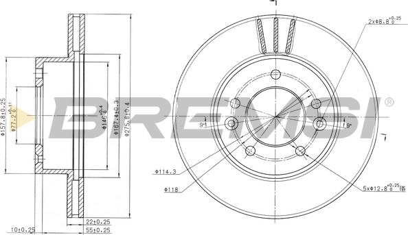 Bremsi CD6455V - Спирачен диск vvparts.bg