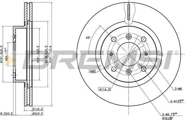 Bremsi CD6453V - Спирачен диск vvparts.bg