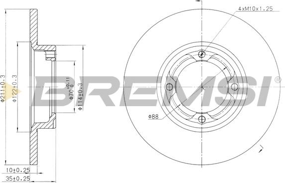 Bremsi CD6418S - Спирачен диск vvparts.bg