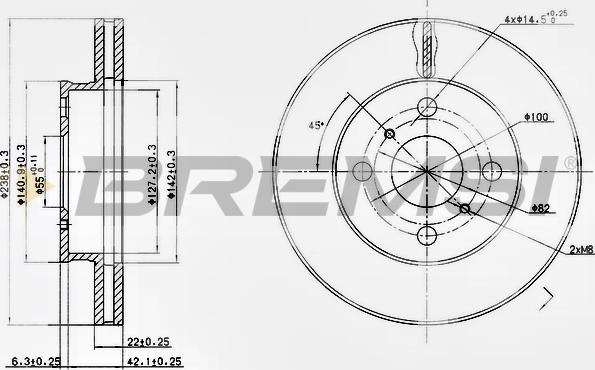 Bremsi CD6413V - Спирачен диск vvparts.bg