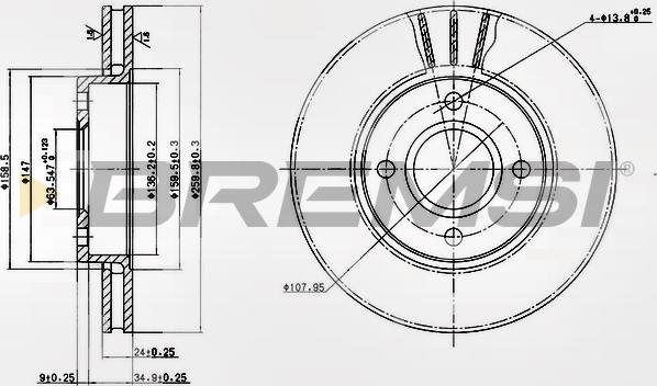 Bremsi CD6423V - Спирачен диск vvparts.bg