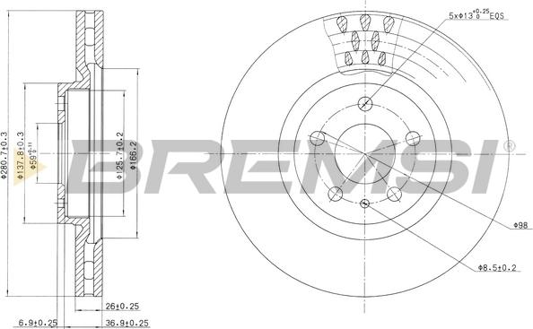 Bremsi CD6474V - Спирачен диск vvparts.bg