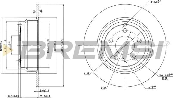 Bremsi CD6552S - Спирачен диск vvparts.bg