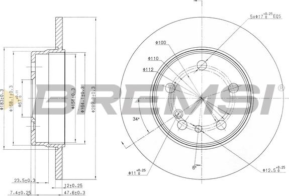 Bremsi CD6560S - Спирачен диск vvparts.bg