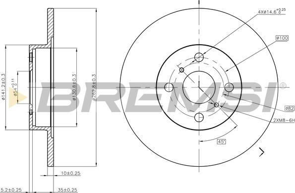 Bremsi CD6504S - Спирачен диск vvparts.bg