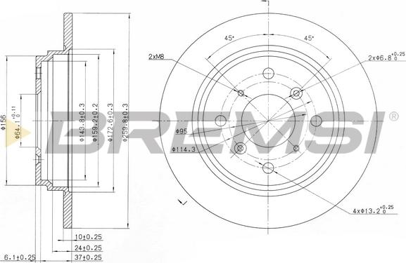 Bremsi CD6512S - Спирачен диск vvparts.bg