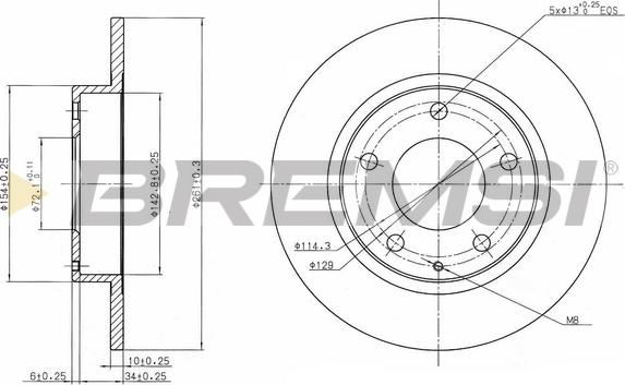 Bremsi CD6524S - Спирачен диск vvparts.bg