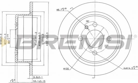 Bremsi CD6093S - Спирачен диск vvparts.bg