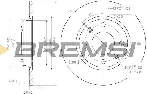 Bremsi CD6059S - Спирачен диск vvparts.bg