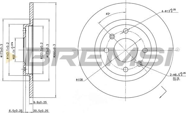 Bremsi CD6051S - Спирачен диск vvparts.bg