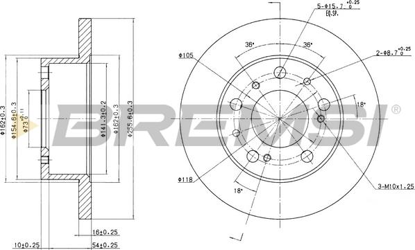 Bremsi CD6063S - Спирачен диск vvparts.bg