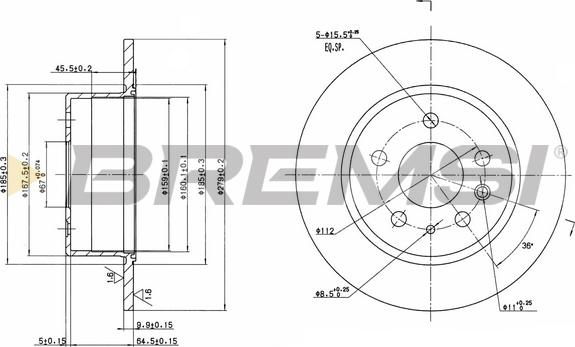 Bremsi CD6003S - Спирачен диск vvparts.bg