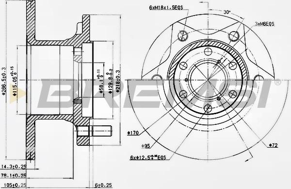 Bremsi CD6089S - Спирачен диск vvparts.bg