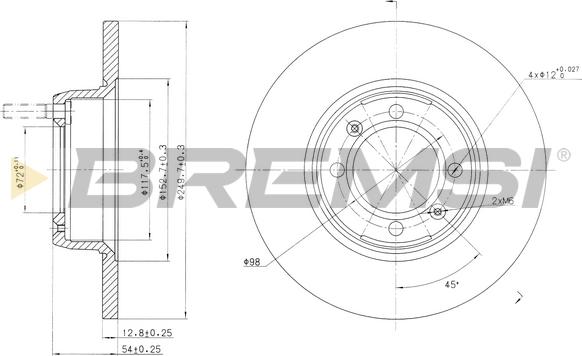 Bremsi CD6088S - Спирачен диск vvparts.bg