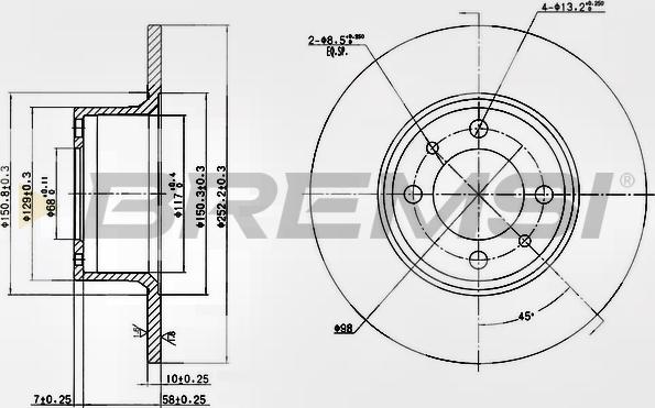 Bremsi CD6035S - Спирачен диск vvparts.bg