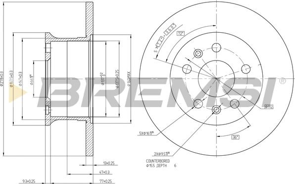 Bremsi CD6033S - Спирачен диск vvparts.bg