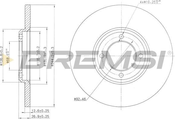 Bremsi CD6023S - Спирачен диск vvparts.bg