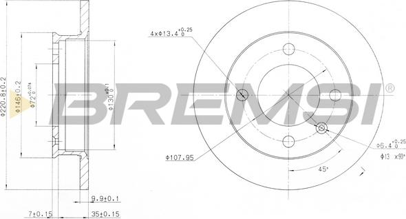 Bremsi CD6079S - Спирачен диск vvparts.bg