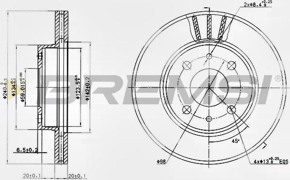 Bremsi CD6148V - Спирачен диск vvparts.bg