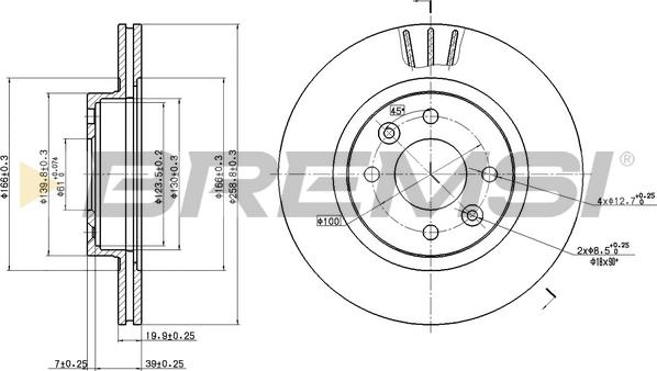 Bremsi CD6159V - Спирачен диск vvparts.bg