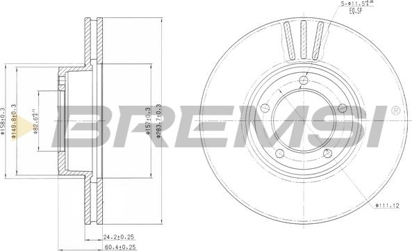 Bremsi CD6164V - Спирачен диск vvparts.bg
