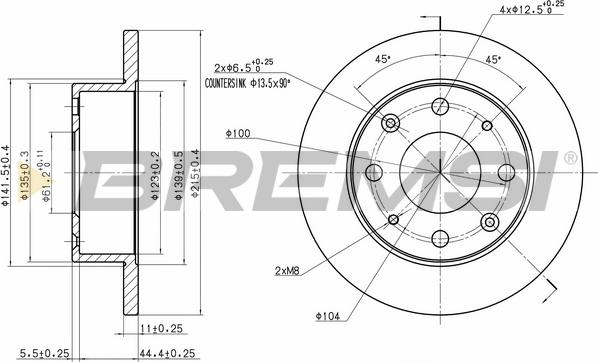 Bremsi CD6106S - Спирачен диск vvparts.bg