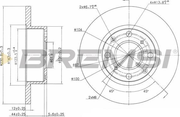 Bremsi CD6112S - Спирачен диск vvparts.bg