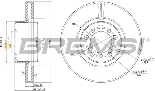 Bremsi CD6185V - Спирачен диск vvparts.bg