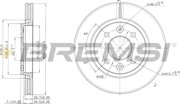 Bremsi CD6186V - Спирачен диск vvparts.bg