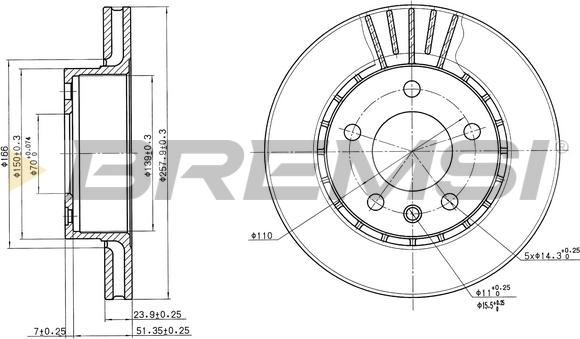 Bremsi CD6188V - Спирачен диск vvparts.bg