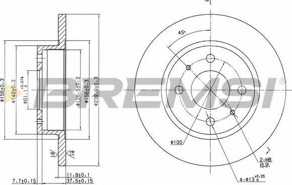 Bremsi CD6133S - Спирачен диск vvparts.bg