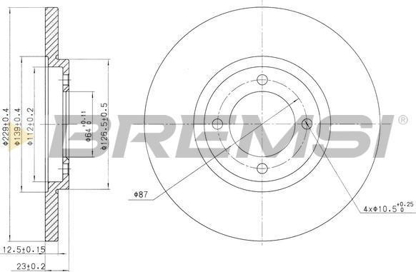 Bremsi CD6121S - Спирачен диск vvparts.bg