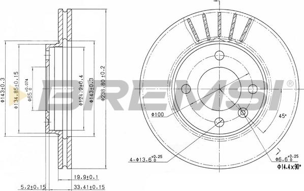 Bremsi CD6175V - Спирачен диск vvparts.bg