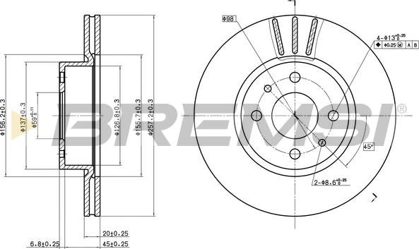 Bremsi CD6176V - Спирачен диск vvparts.bg