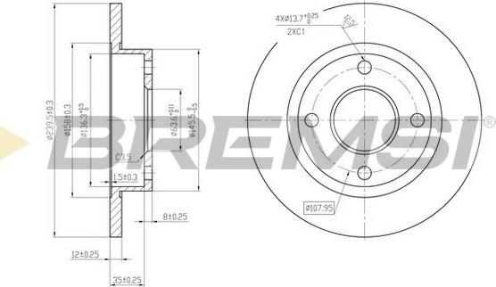 Bremsi CD6845S - Спирачен диск vvparts.bg