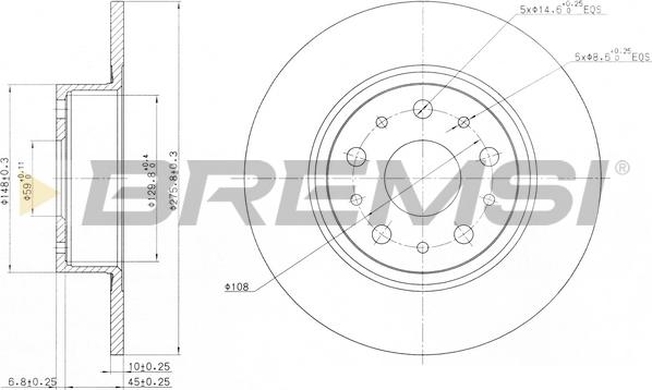 Bremsi CD6805S - Спирачен диск vvparts.bg