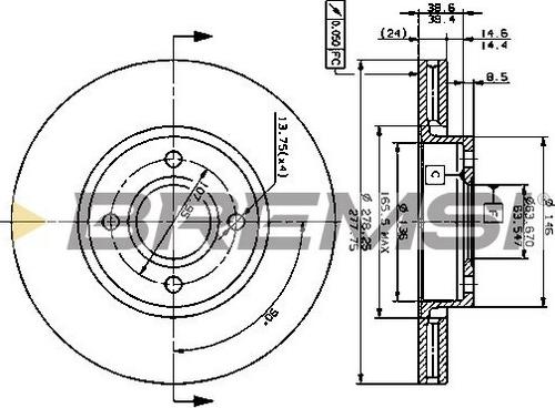 Bremsi CD6801V - Спирачен диск vvparts.bg