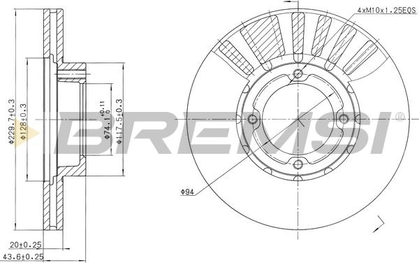 Bremsi CD6808V - Спирачен диск vvparts.bg