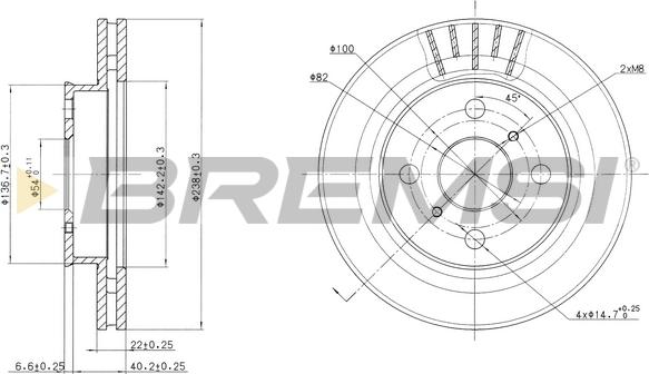 Bremsi CD6880V - Спирачен диск vvparts.bg