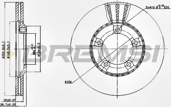 Bremsi CD6826V - Спирачен диск vvparts.bg