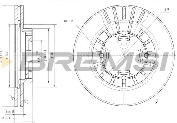 Bremsi CD6399V - Спирачен диск vvparts.bg