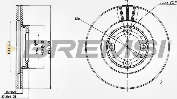 Bremsi CD6394V - Спирачен диск vvparts.bg