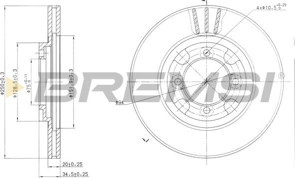 Bremsi CD6342V - Спирачен диск vvparts.bg