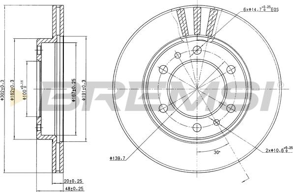 Bremsi CD6347V - Спирачен диск vvparts.bg