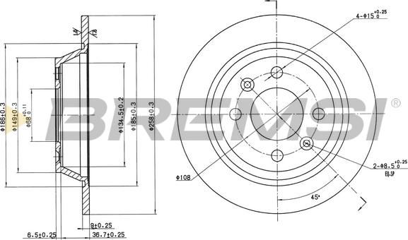 Bremsi CD6355S - Спирачен диск vvparts.bg