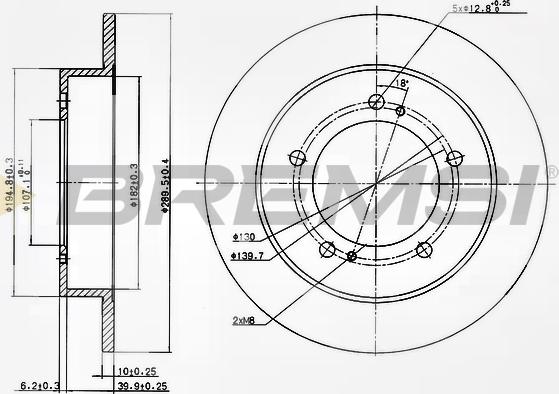 Bremsi CD6351S - Спирачен диск vvparts.bg