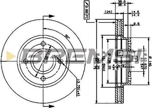 Bremsi CD6364V - Спирачен диск vvparts.bg