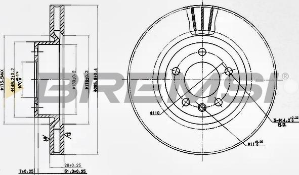 Bremsi CD6330V - Спирачен диск vvparts.bg