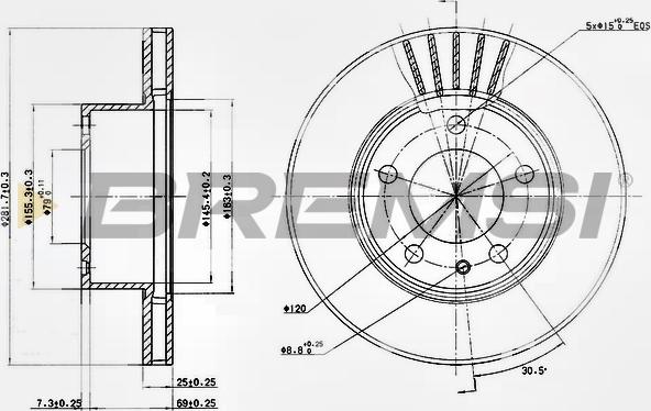 Bremsi CD6325V - Спирачен диск vvparts.bg