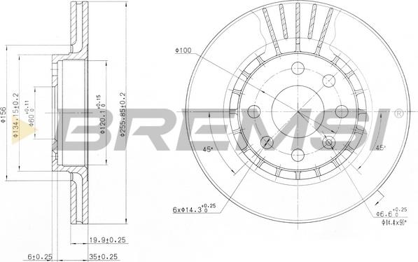 Bremsi CD6328V - Спирачен диск vvparts.bg